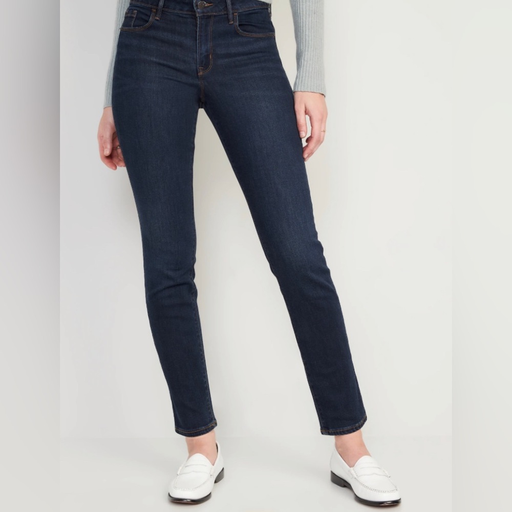 Old Navy Pop Icon Skinny Jeans / Mid Rise / Size 10 Long / Dark Wash